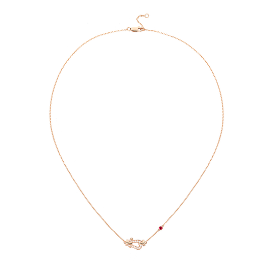 Small Fred Force 10 necklace in rose gold featuring diamonds and rubies image number 0